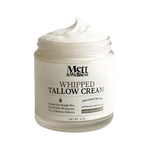 Whipped Tallow Cream | 4oz Fragrance-Free Face & Body Moisturizer | Rich in Essential Fatty Acids & Vitamins A, D, E, K | Made with Collagen