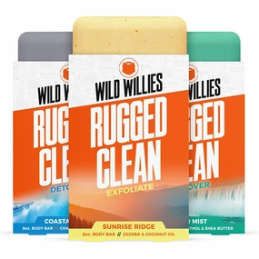 Wild Willies Moisturizing Mens Bar Soap - Bath Soaps with Shea Butter for Odor Protection - Natural Body Bar for Men - Variety Pack, 3 Pack
