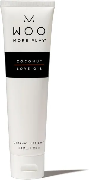 Woo More Play Coconut Love Oil | Organic Coconut Oil Personal Lubricant for Men and Women | Natural and Clean Ingredients | Doubles as Massage Oil | Relaxing Scent | 3.3 fl Oz (3.3 Fl Oz (Pack of 1))