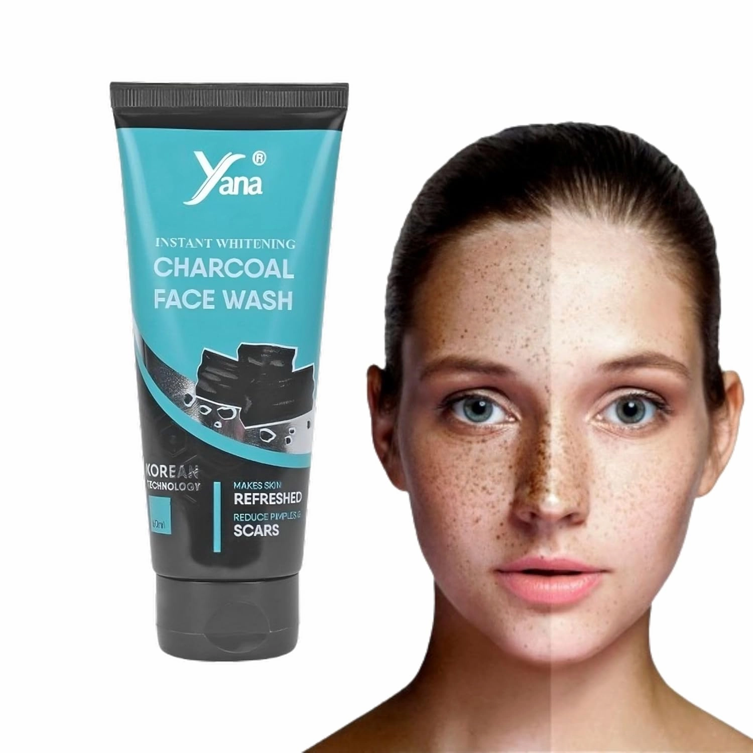Yana Activated Charcoal Black Face Wash travel size & Cleanser For Pigmentation for Women By Korean Technoloy | Charcoal Face Wash Scrub | Side-effect Free