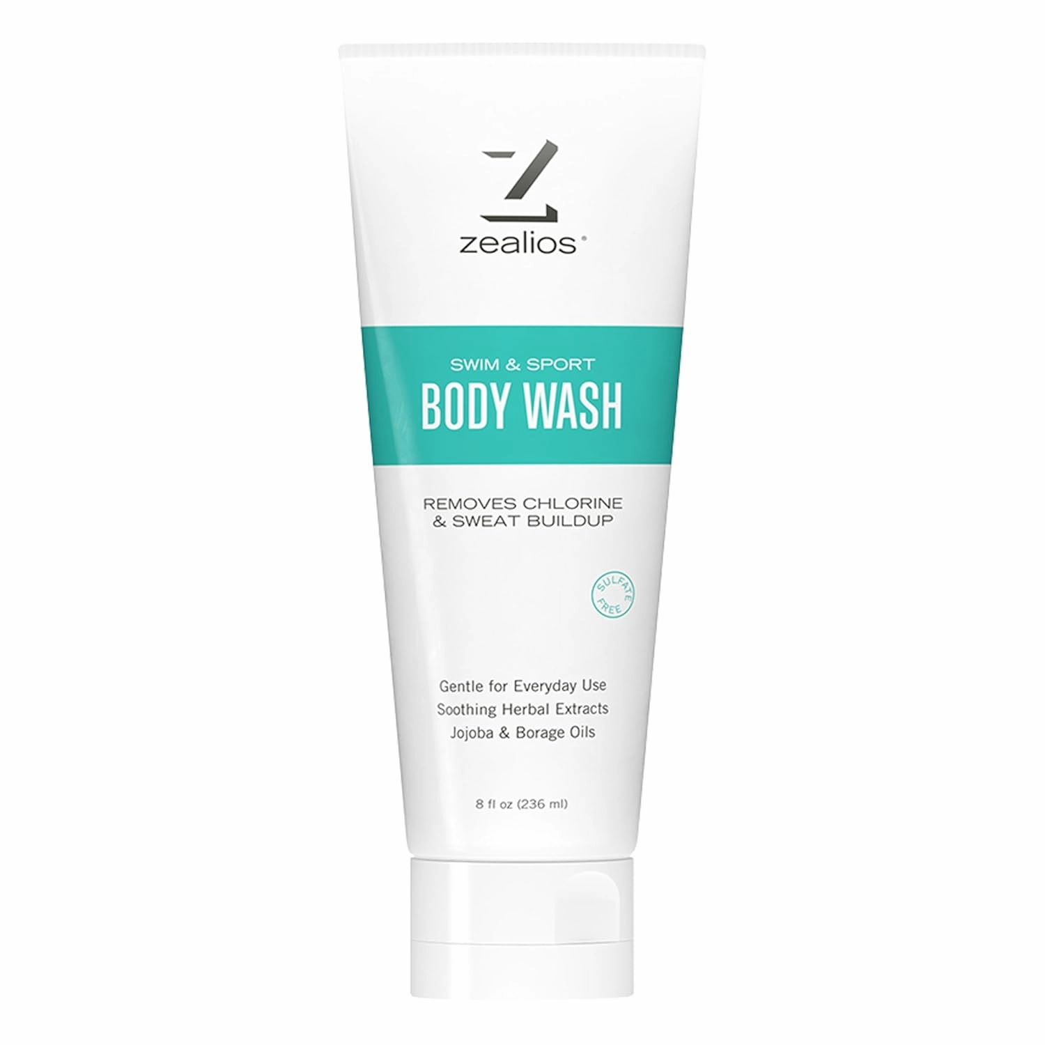Zealios Swim & Sport Body Wash for Swimmers & Athletes 8oz, Skin Care Solution for Men & Women, Removes Chlorine, Sweat & Odor, Provides Cleansing and Hydration from Pool Chemicals, Light Citrus Scent