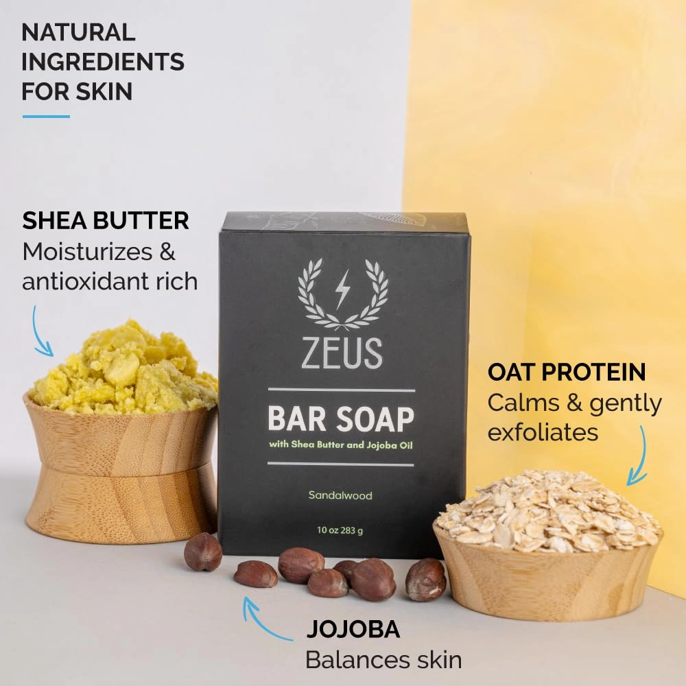 ZEUS Body & Face Bar Soap, Natural Skin Hydrating & Balancing Soap for Face & Body Wash (Made in USA) 2 PACK Vanilla Rum