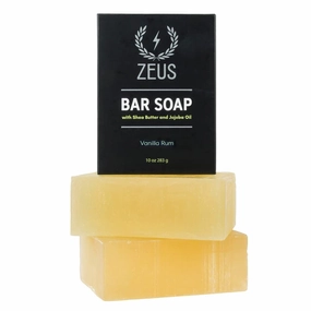 ZEUS Body & Face Bar Soap, Natural Skin Hydrating & Balancing Soap for Face & Body Wash (Made in USA) 2 PACK Vanilla Rum